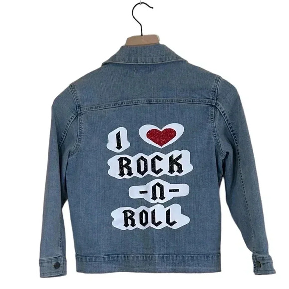 Peyton & Parker Rockand Roll Size 8 Kids Children’s Denim Jean Jacket Party Coat - Picture 1 of 9